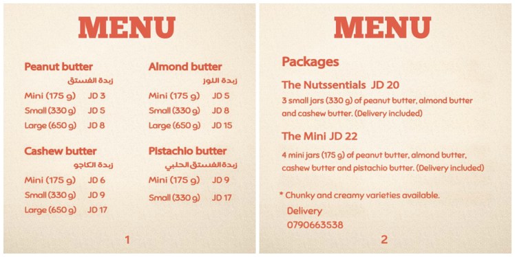 peanut better amman menu