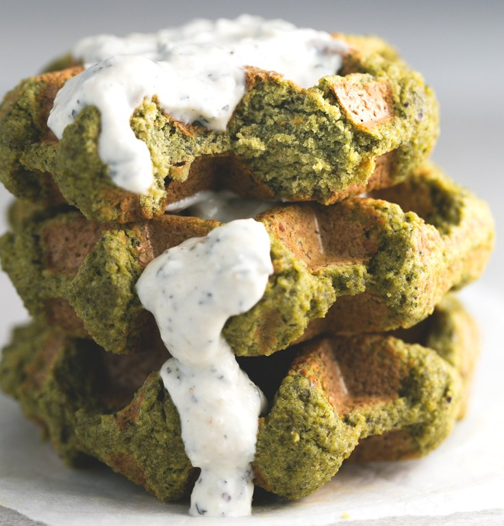 Falafel-waffles-with-vegan-yogurt-sauce simpleveganblog