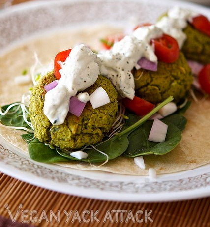 spinach falafel vegan yack attack