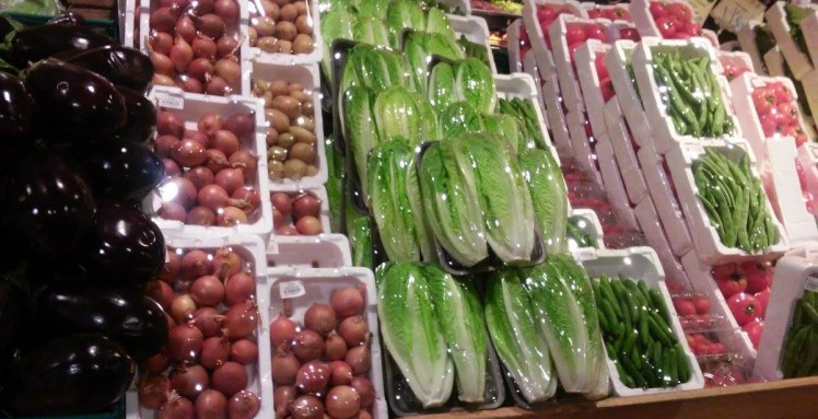 fruit vegetables in plastic supermarket jordan